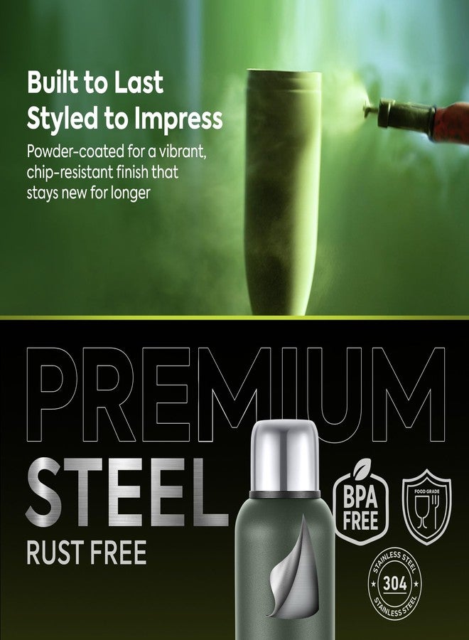Pexpo Extreme Thermos 1000 ISI Certified Stainless Steel Vacuum Insulated Flask - 970ml | Double Wall Water Bottle With Jute Bag |Hot & Cold |2 Years Warranty |Home, Picnic and Travel - Military Green - Image 4